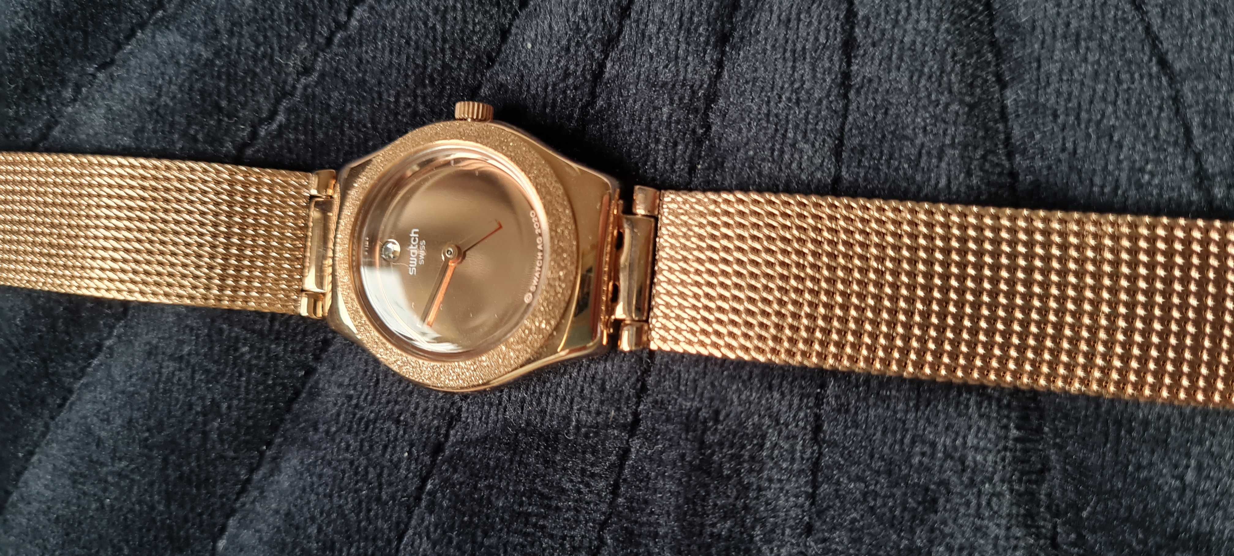 Swatch szwajcarski złoty Luminescent Rose Irony jak Michael Kors Guess