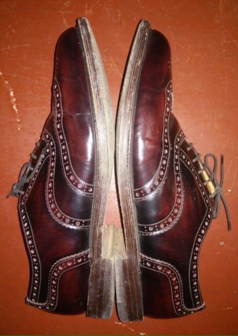 Мужские кожаные туфли бордовые оксфорды броги 46 47 размер 12 марсала