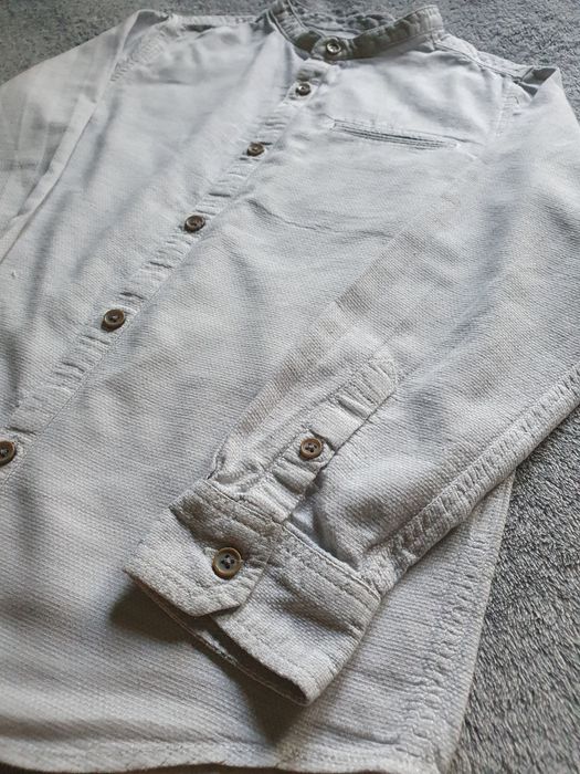 Koszula elegancka ze stójką bawełniana beżowa Zara Boys 116/122cm