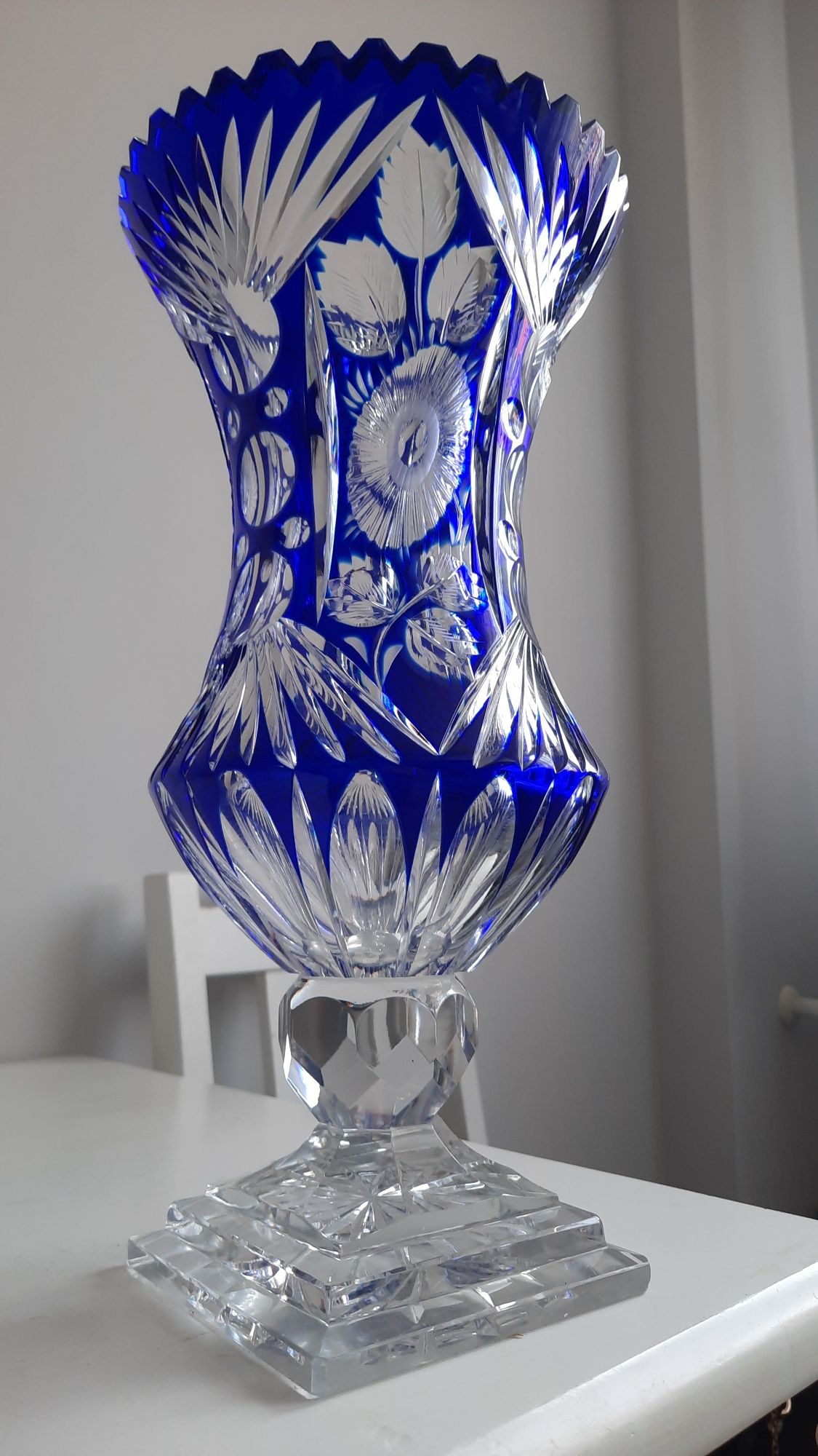 Piękny, wielki, wazon/puchar kryształowy PRL.