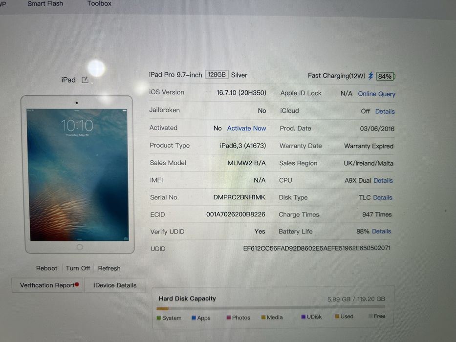 Ipad pro 9.7 128gb з коробкою, 88%акумулятор