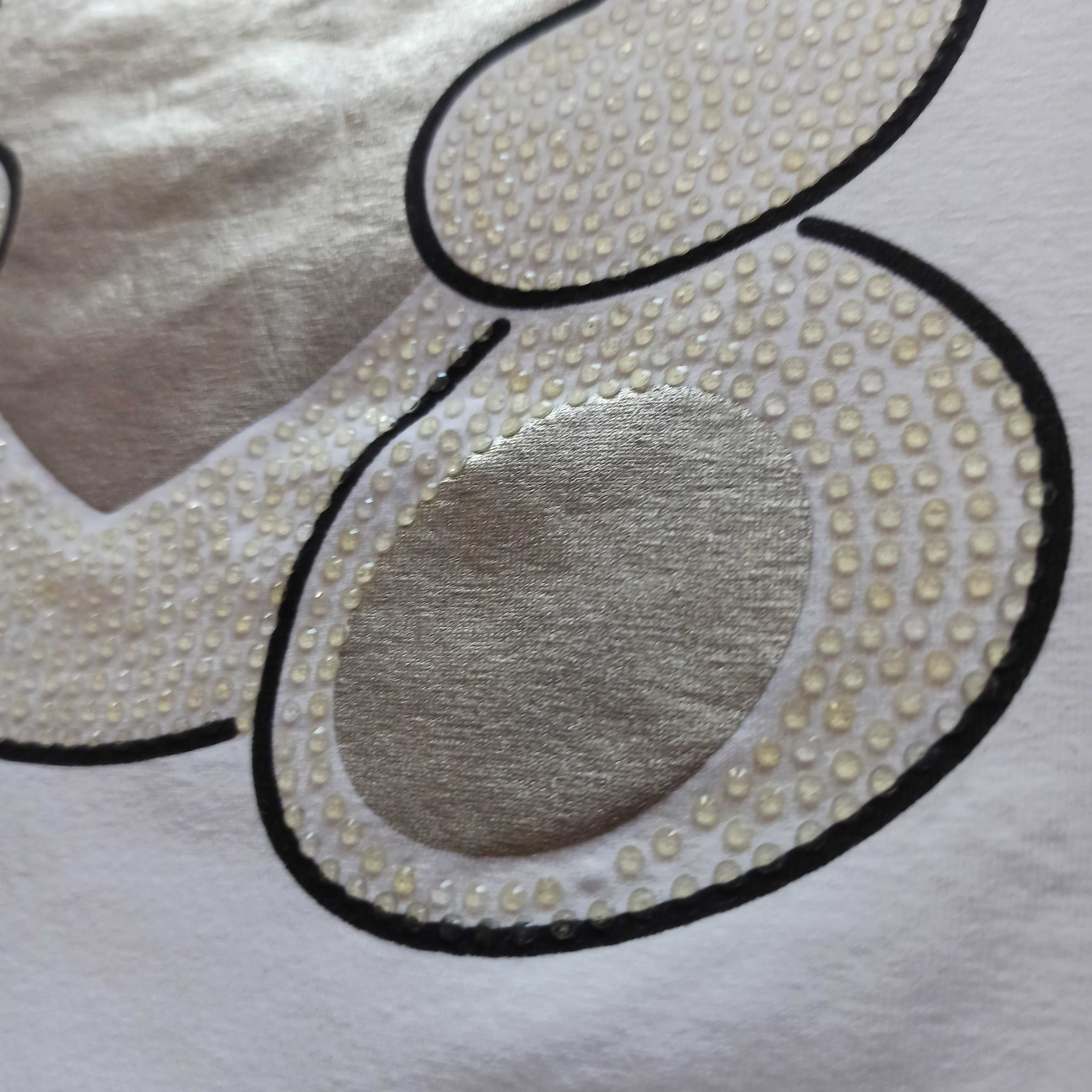 Biała bluzeczka t-shirt miś z cekinów