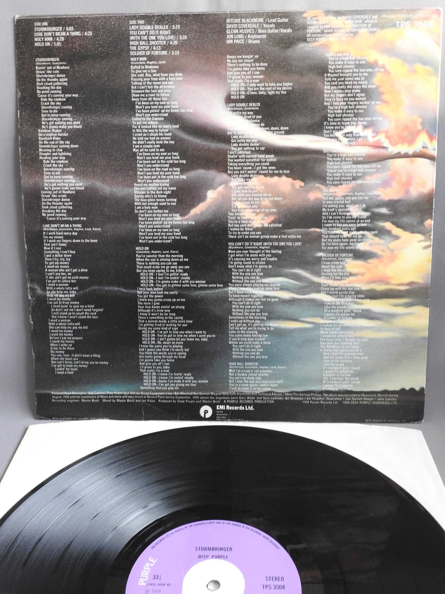 Deep Purple ‎Stormbringer LP оригинал UK 1974 пластинка 1st press EX+
