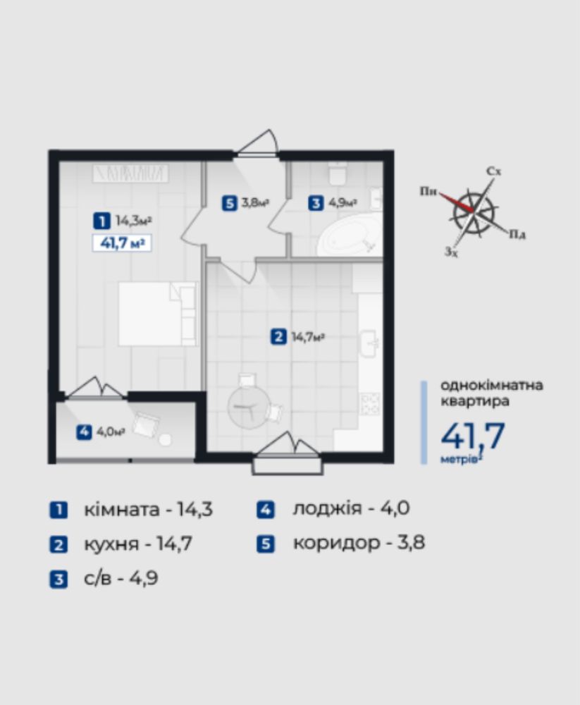 Продаєтся 1-кімнатна квартира ЖК Козацький