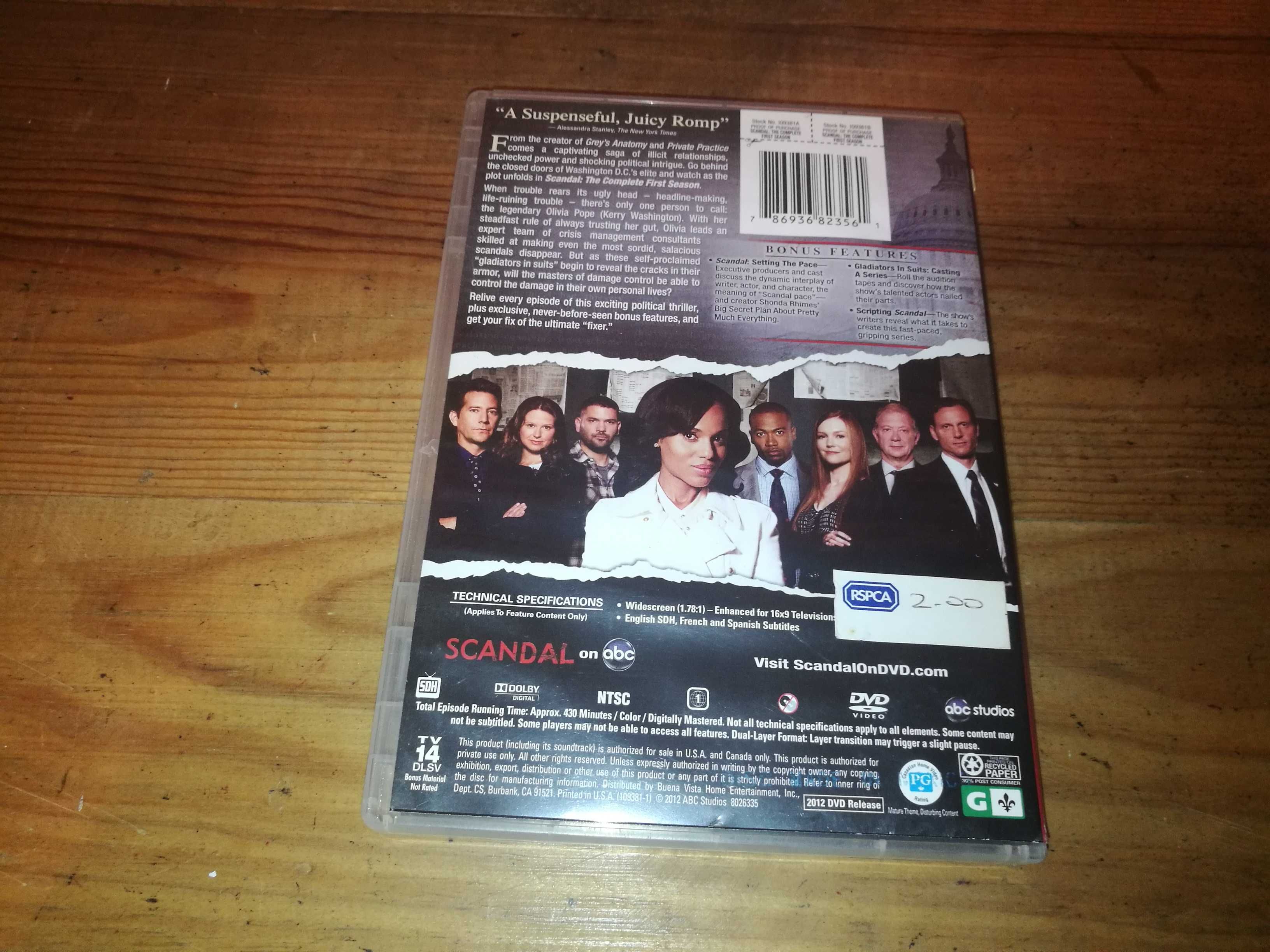SCANDAL (THE COMPLETE FIRST SEASON)	2XDVD (leg- Ing - Região 1 USA)