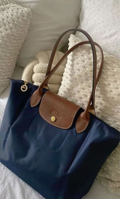 Longchamp le pliage torba na ramie nowa rozmiar L granatowa