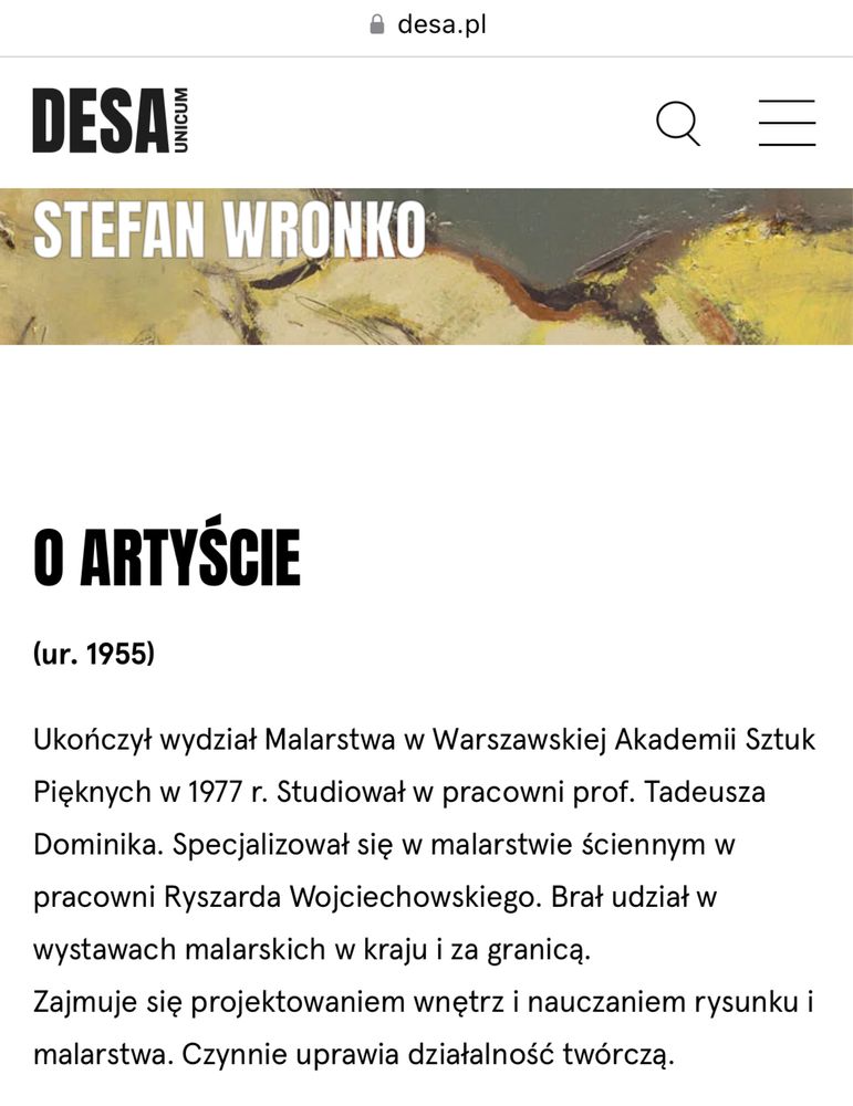 Obraz olejny 1977 r Stefan Wronko uczen Tadeusza Dominika vintage art