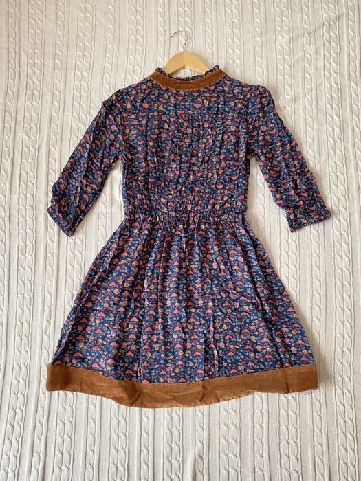 Vestido Stradivarius Manga 3/4 com Florinhas e Veludo - Tamanho S