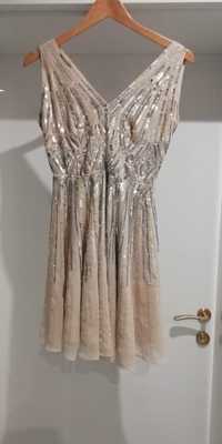 Bogato zdobiona sukienka Asos cekiny kryształy S