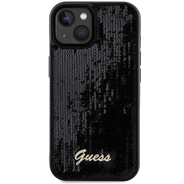 Etui Guess Sequin Script Metal na iPhone 14 / 15 / 13 - czarne
