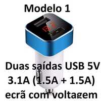 Carregador 12V e 24V USB 5V com Ecrã