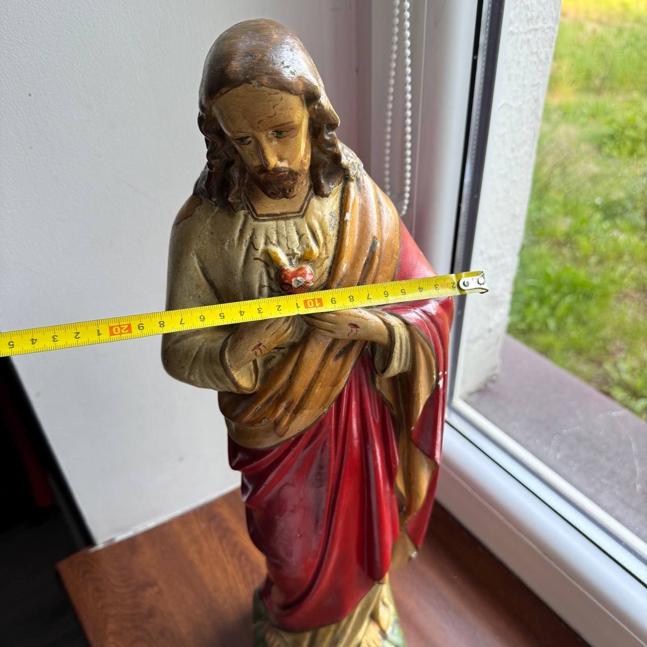 Figura Serce Jezusa z Gipsu Przedwojenna Sygnowana