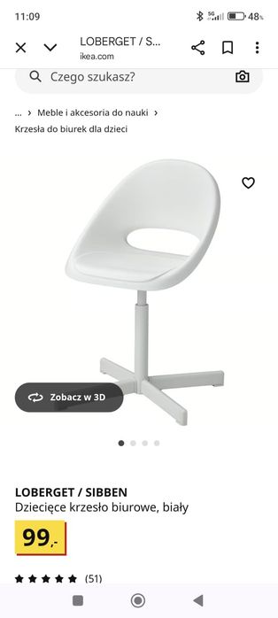 Biurko Ikea + krzesło obrotowe. Micke i Loberget/sibben Białe