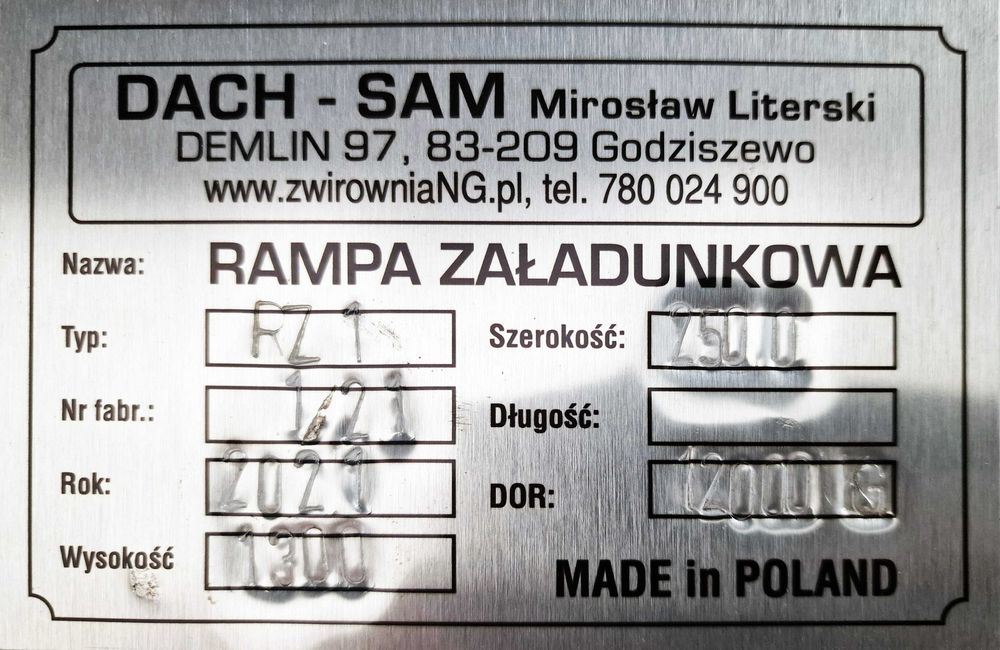 Rampa załadunkowa mobilna RZ1 antypoślizgowa blacha łezkowa