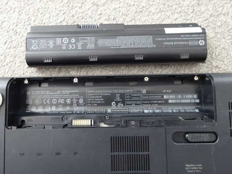 HP 630 15,6" Intel B950 2,1GHz 4GB RAM, 320GB HDD