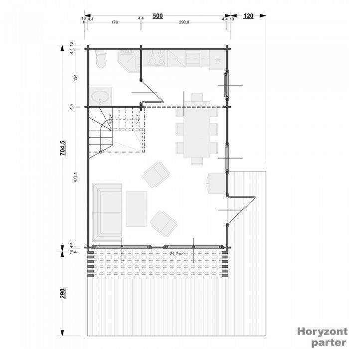 Drewniany Domek Całoroczny HORYZONT 65 + 21 M2