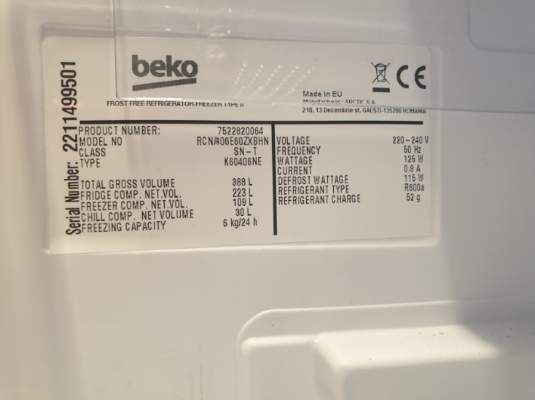 Lodówka Beko Lodówka BEKO RCNA406E60ZXBHN  Pełny No Frost 203,5cm Komo