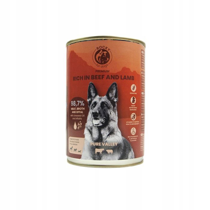 Karma Mokra Dla Psa Rocky Wołowina Z Jagnięciną 12 X 400G, Bezzbożowa