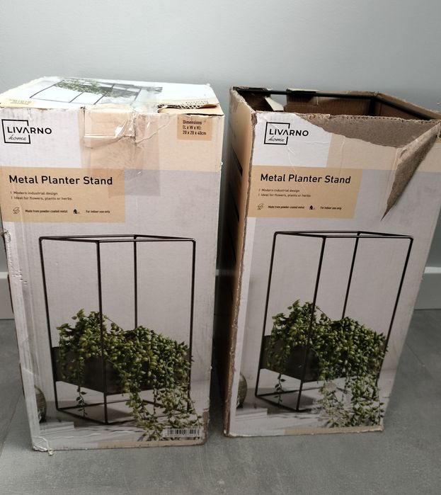 Kwietnik/Doniczka prostokątna z metalową podstawą Livarno 20x20x40 cm