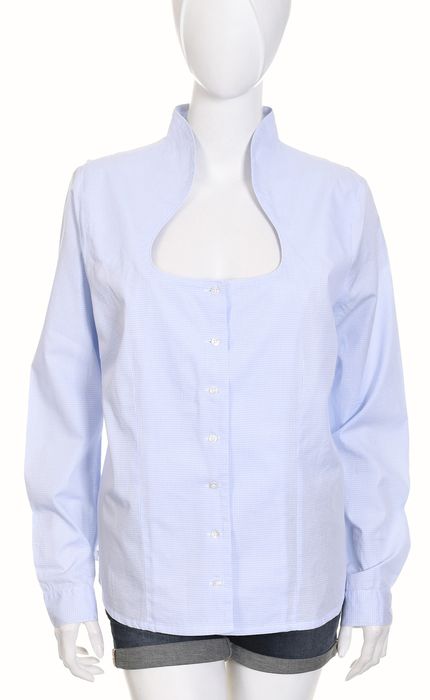 HAMMERSCHMID koszula damska z dekoltem bawarska w błękitną kratkę r 44