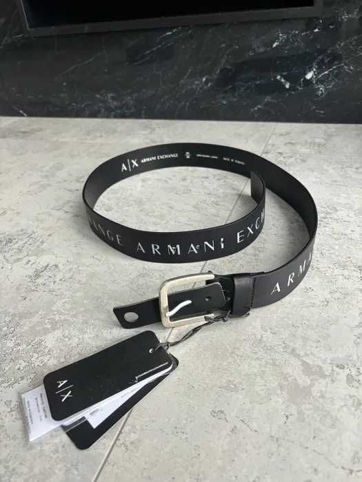 Чоловічий ремінь armani exchange армані шкіра фірмовий шкіряний