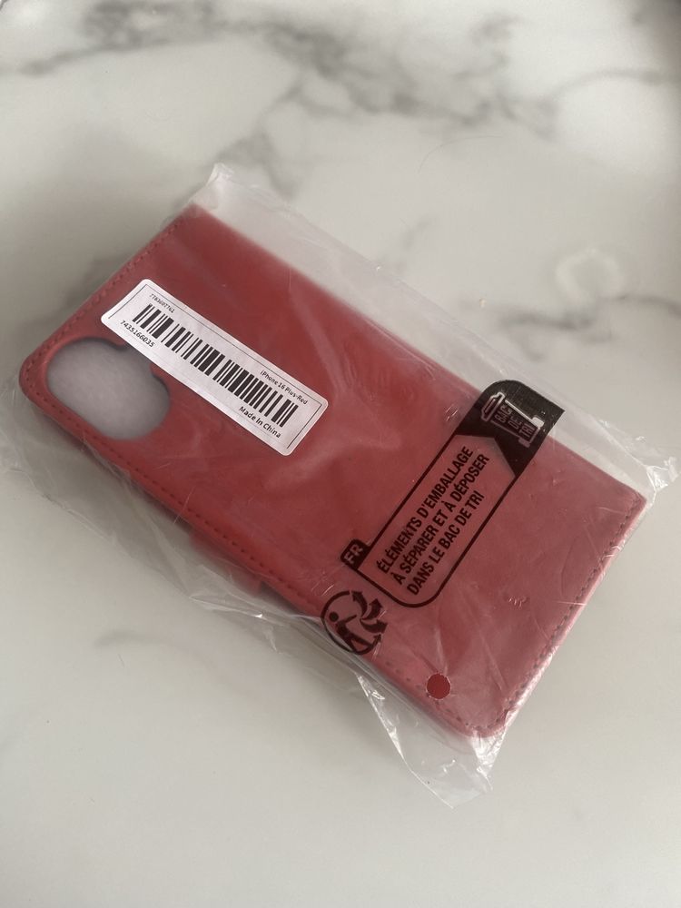 Etui Iphone 16 Plus Red książkowe red NOWE
