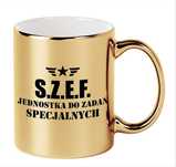 KUBEK ZŁOTY dla szefa SZEF na prezent Urodziny ŚMIESZNY