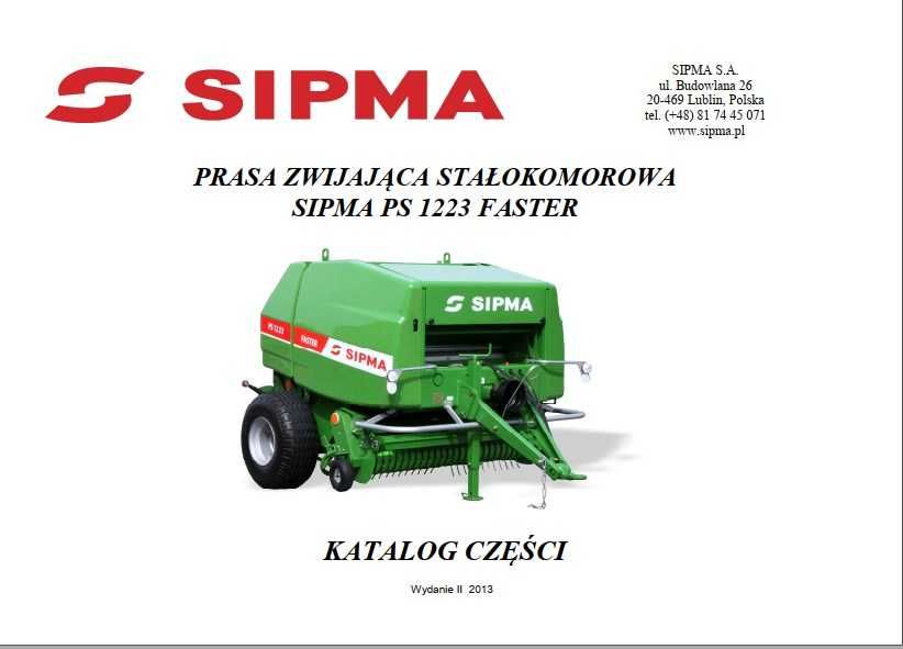 Katalog części prasy Sipma PS 1223 FASTER