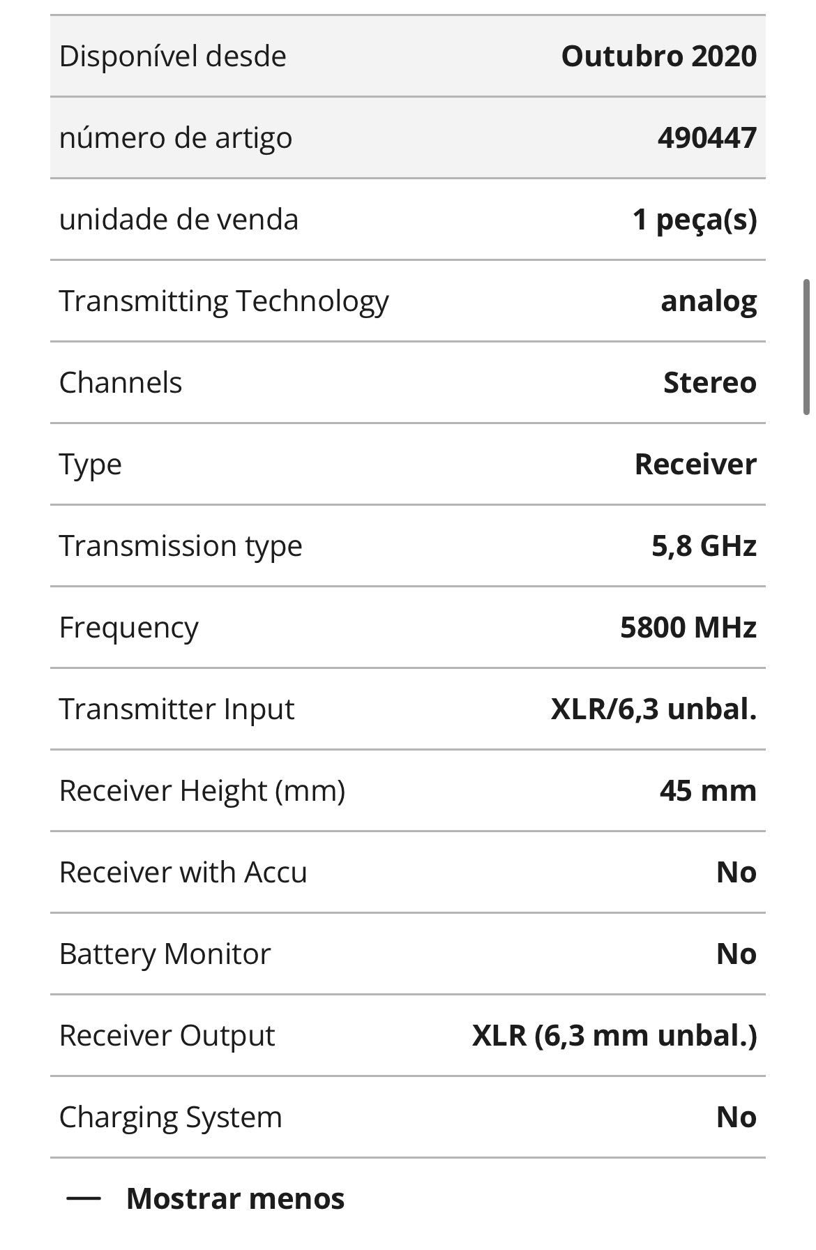 Receptor Audio Wireless Sirus Stereo Link 5.8 RX