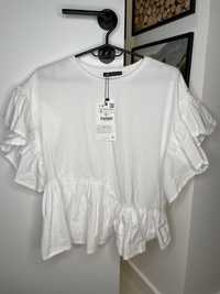 Biała bluzka z falbanami Zara S