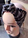 Opaska turban z supłem wiosenna czarna szara zebra kobieca rozm 54 56