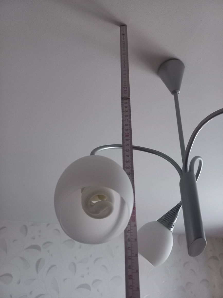 2 lampy wiszące biało srebrne