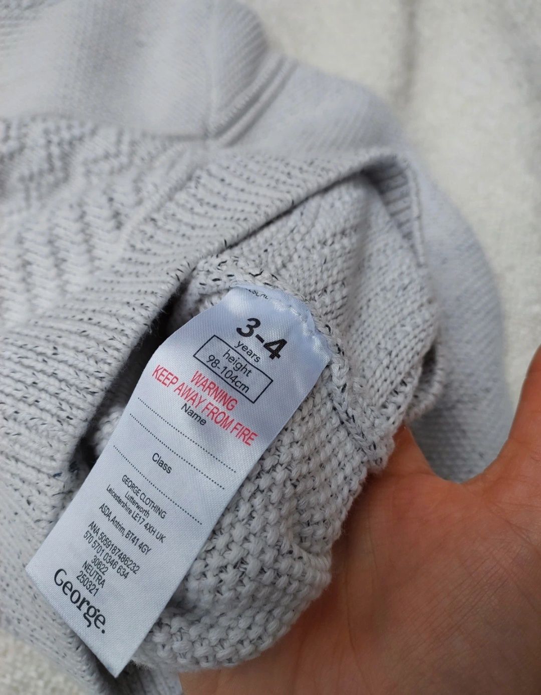 Sweter szary gruby 98 104