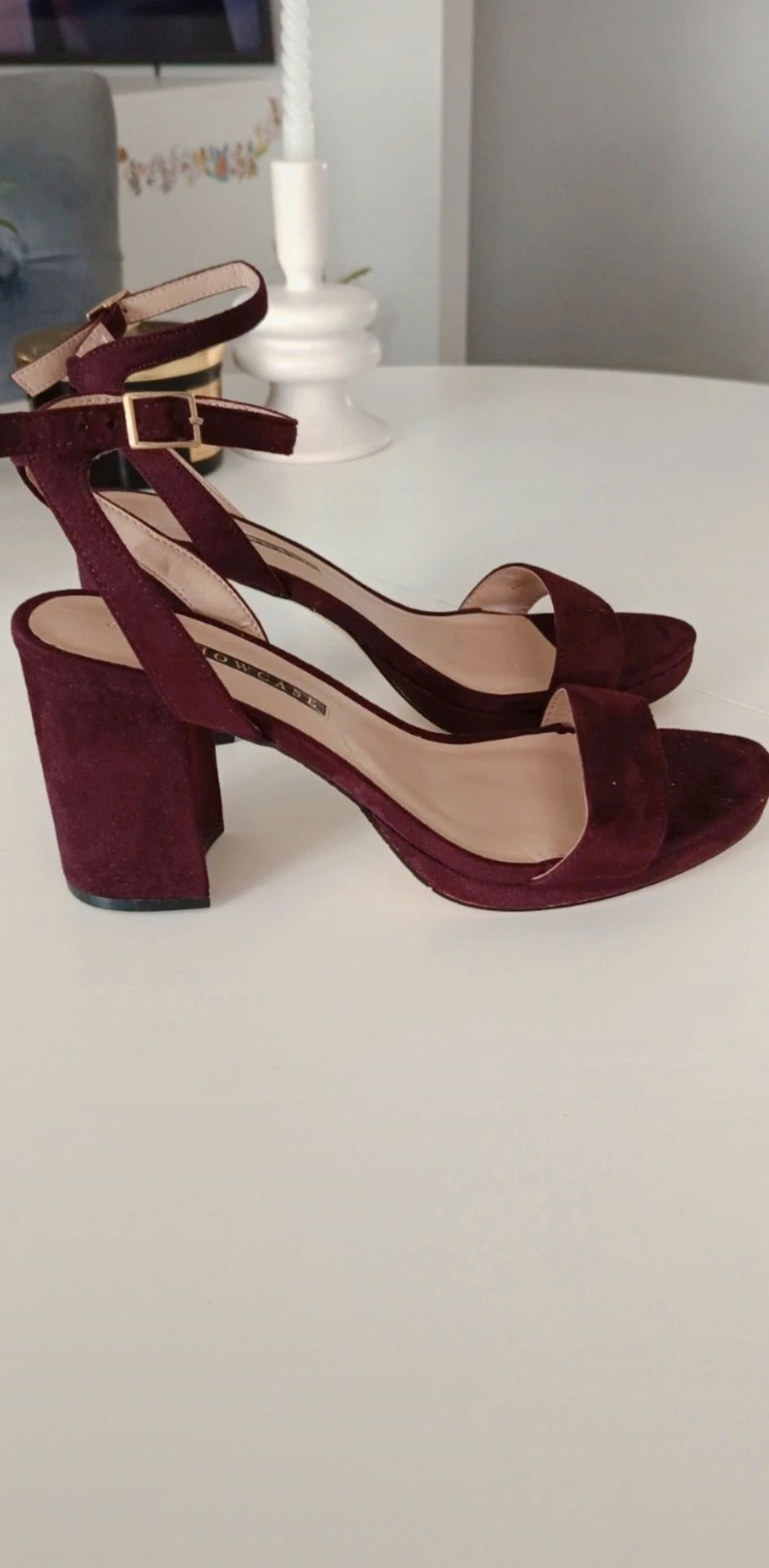 Eleganckie Sandały Na Słupku Burgundowe •Dorothy Perkins • r.41