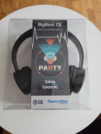 Lekkie słuchawki stereo BigBeat CE TechniSat nowe czarne przewodowe