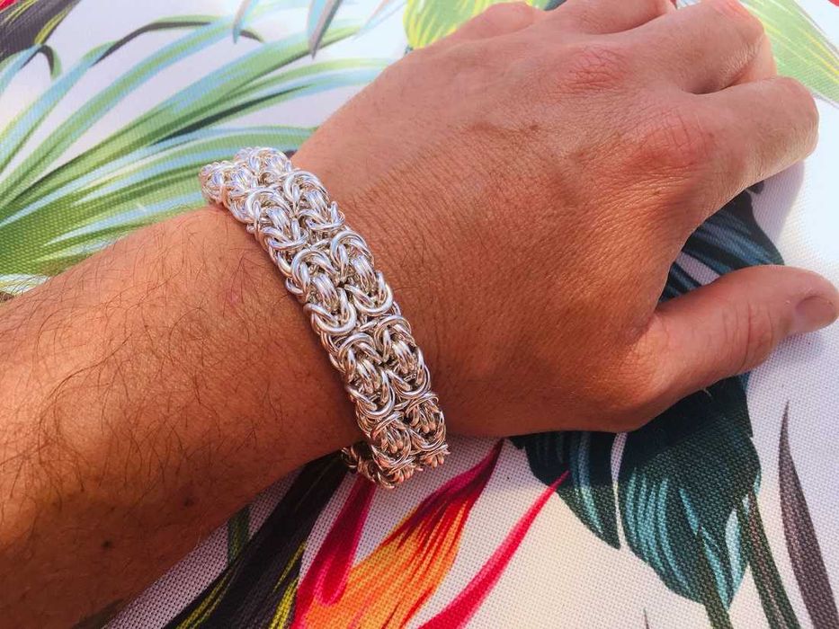 24cm 130g bransoletka bizantyjska królewska 17mm srebro 925 hit