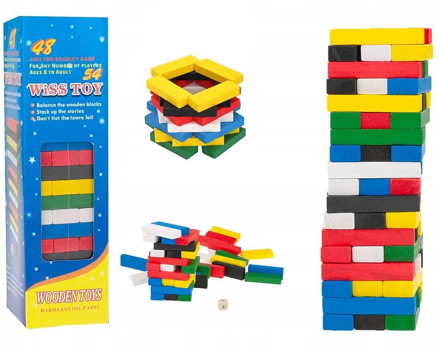 Drewniane klocki układanka jenga gra zręcznościowa wieża yenga NOWE