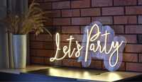 Lets Party, napis neonowy, neon led, ledon