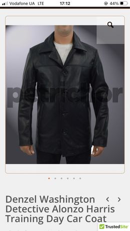 Куртка пальто натур кожа Denzel Washington Training Day Coat Black
