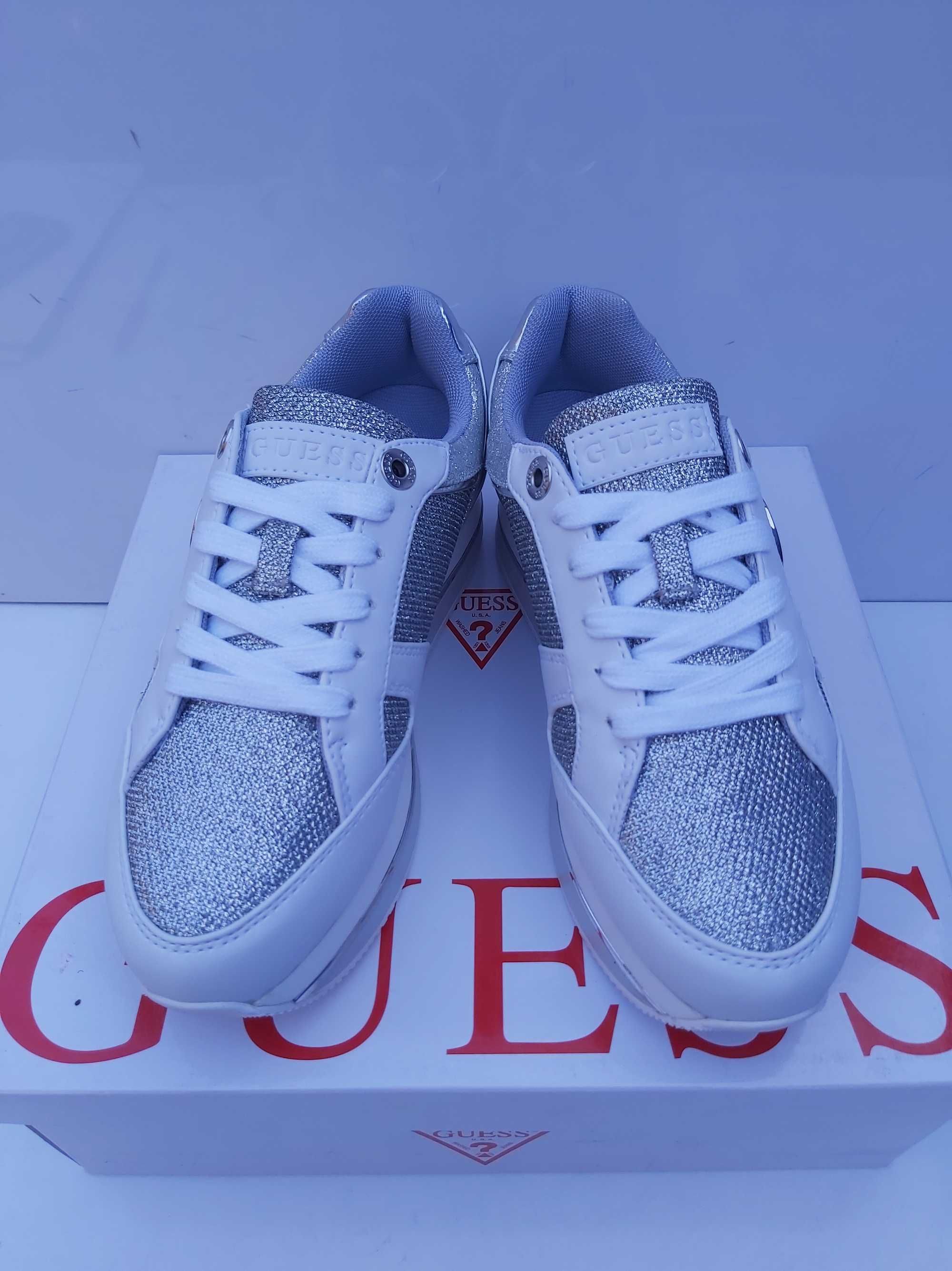 SP NOWE sneakersy GUESS białe półbuty platforma 36