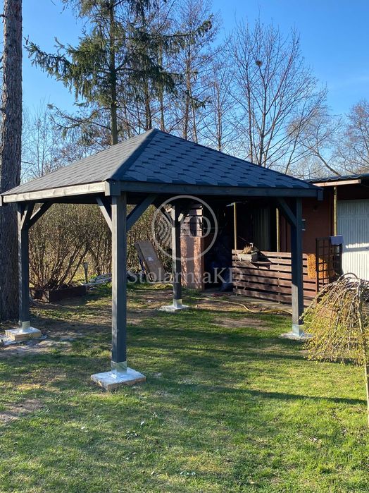 Altana ogrodowa drewniana 3x3 słupy 12x12cm solidna wiata inne wymiary