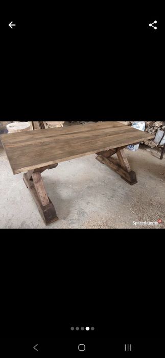 Masywny stół z litego drewna • ręczna robota • 190 cm • styl rustykaln