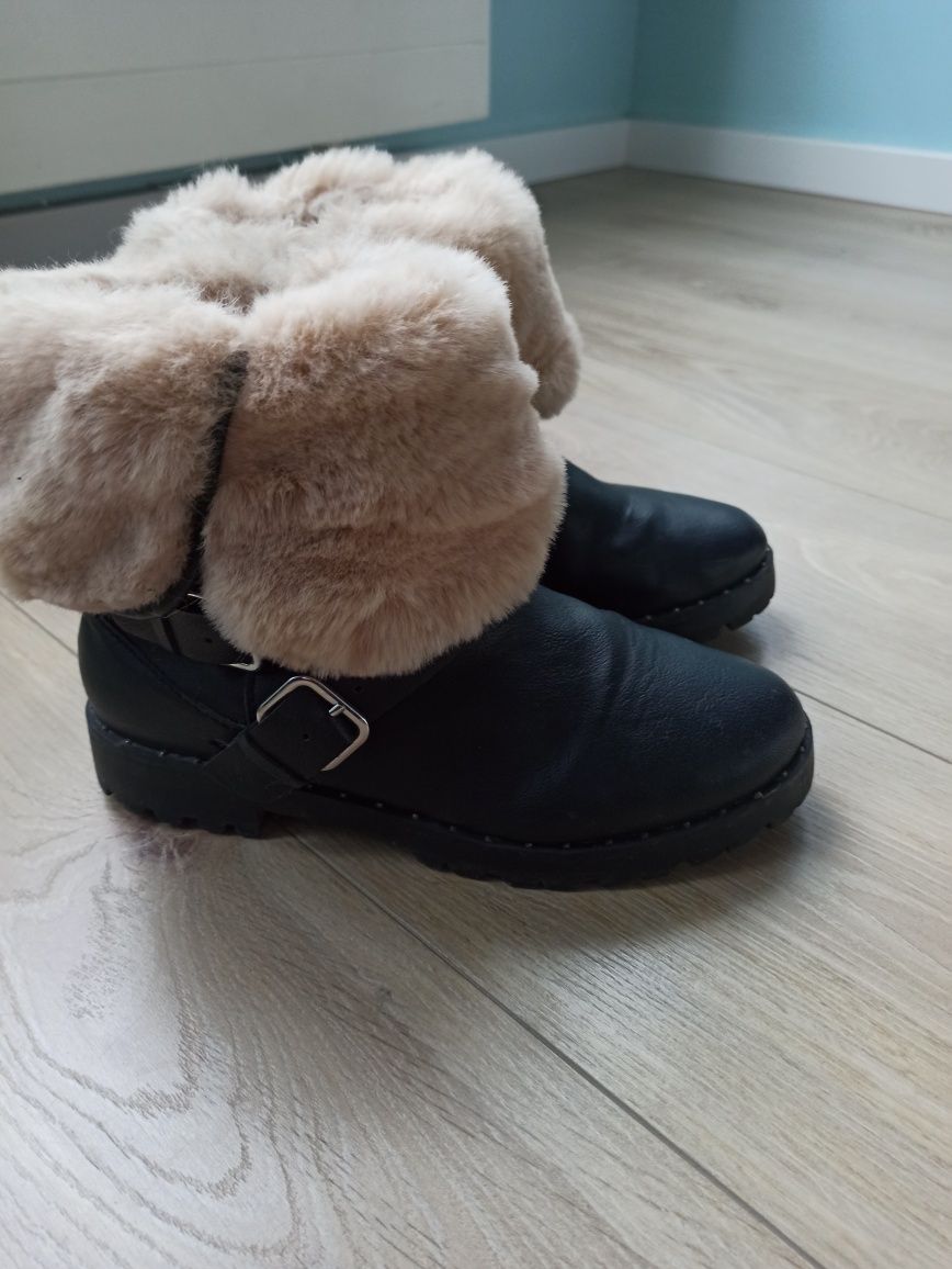Botki buty zimowe ocieplane z futerkiem zara 37