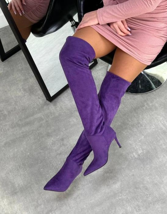 Ботфорти жіночі з екозамші