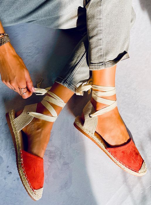 Espadryle Wiązane Na Kostkę Romina Orange