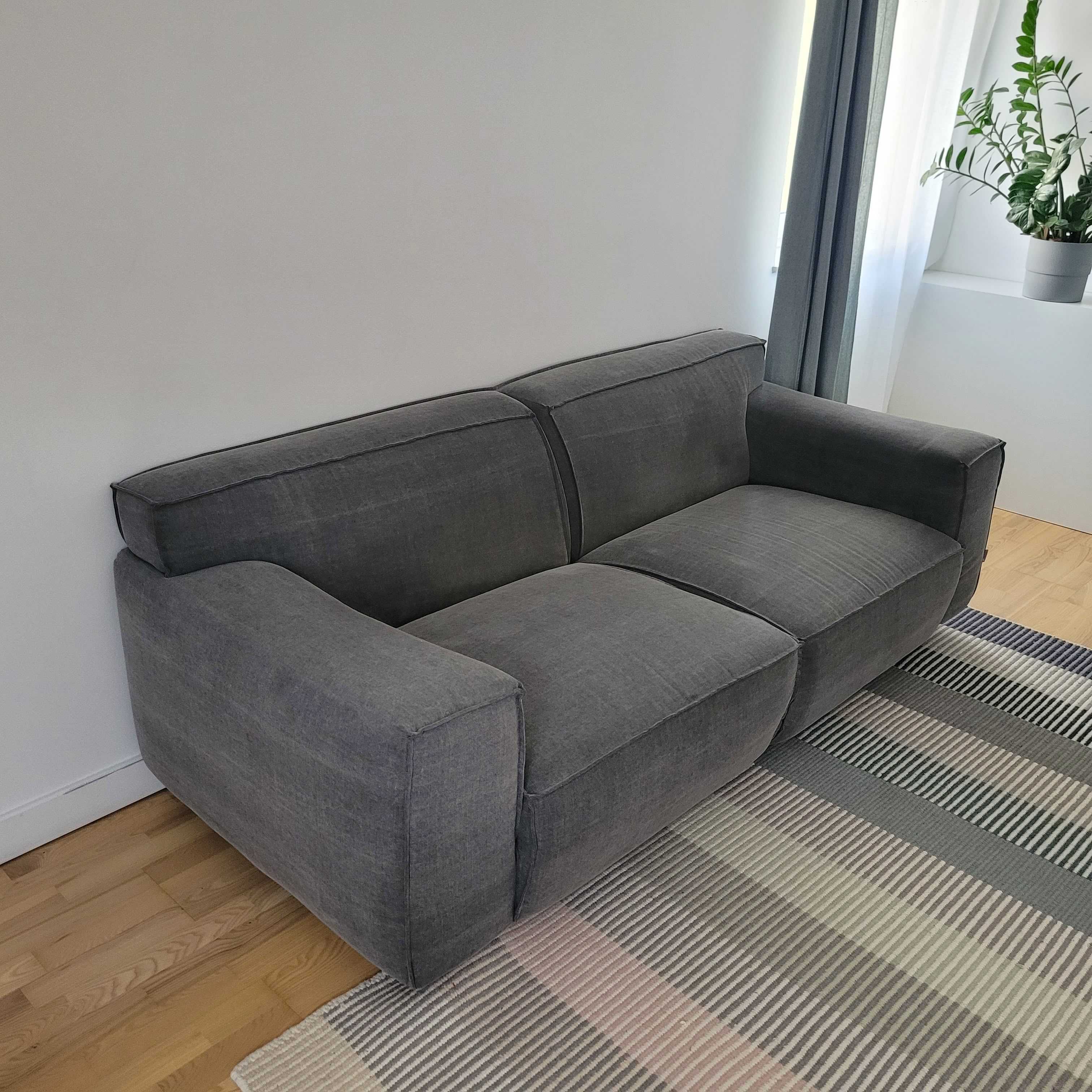 Sofa Vesta szara  - stan bardzo dobry- 216 cm