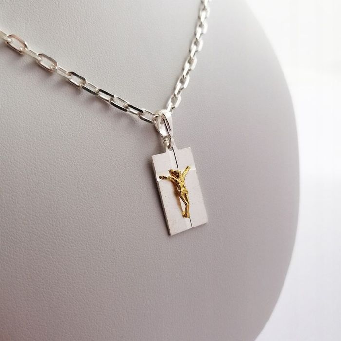 Srebrny Męski Łańcuszek Ankier + Medalik Jezus Pr. 925 + Grawer Dla Sy