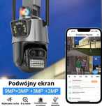 Kamera obrotowa zewnętrzna 3 obiektywy! 9MP Monitoring Alarm Okazja!