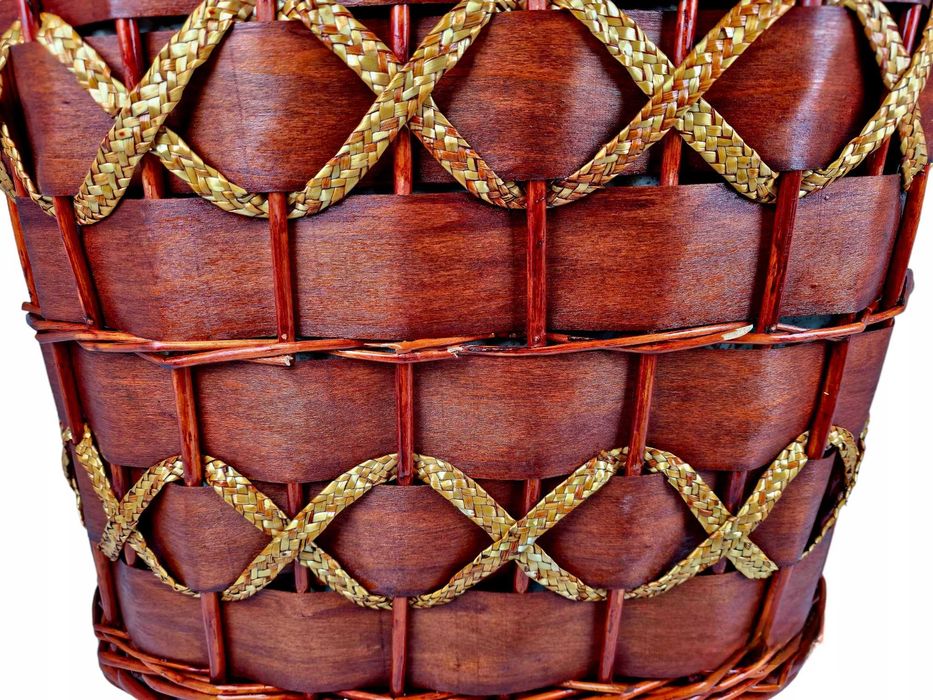 Vacchetti Giuseppe 3 kosze na pranie w wiklinach, brązie, średnim