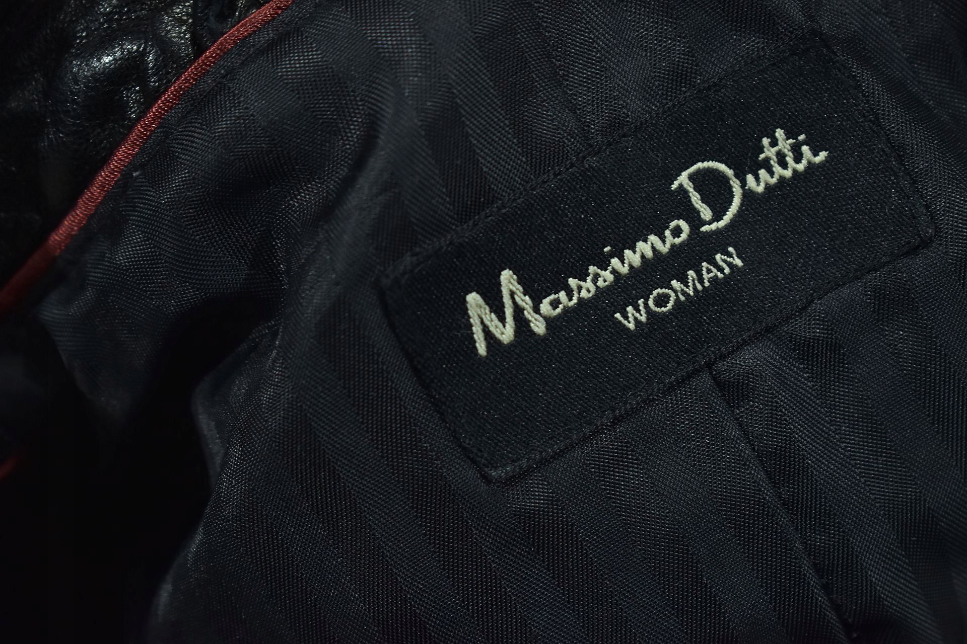 MASSIMO DUTTI Czarna Skórzana Marynarka Damska / S